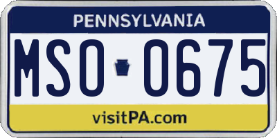 PA license plate MSO0675