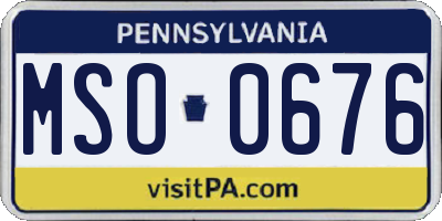 PA license plate MSO0676