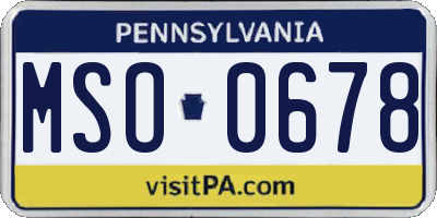 PA license plate MSO0678