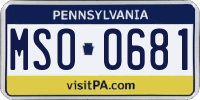 PA license plate MSO0681