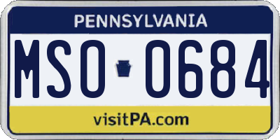 PA license plate MSO0684