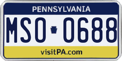 PA license plate MSO0688