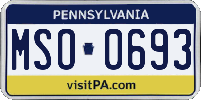 PA license plate MSO0693