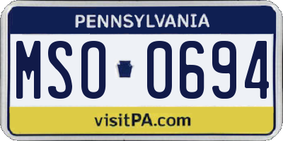 PA license plate MSO0694