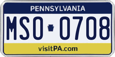 PA license plate MSO0708
