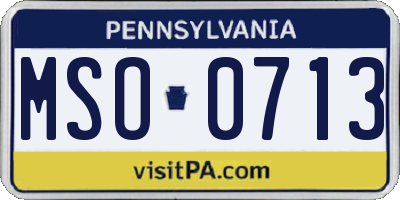 PA license plate MSO0713