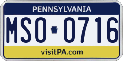 PA license plate MSO0716