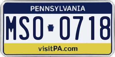 PA license plate MSO0718