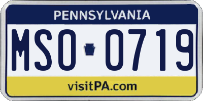 PA license plate MSO0719