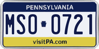 PA license plate MSO0721