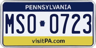 PA license plate MSO0723