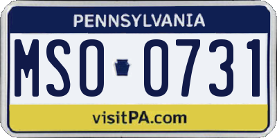 PA license plate MSO0731