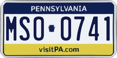 PA license plate MSO0741