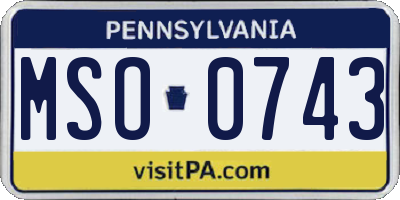 PA license plate MSO0743