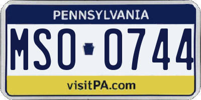 PA license plate MSO0744
