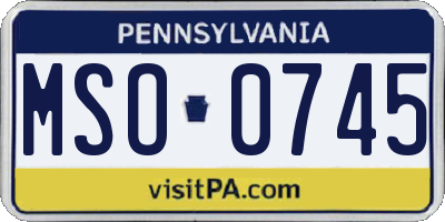 PA license plate MSO0745