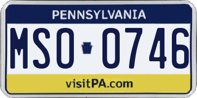 PA license plate MSO0746
