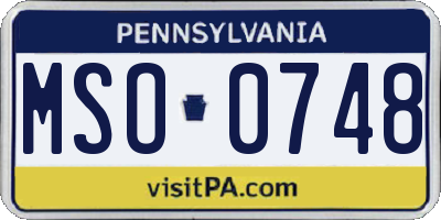 PA license plate MSO0748