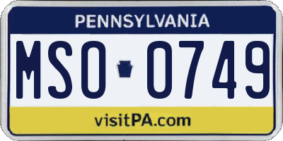 PA license plate MSO0749