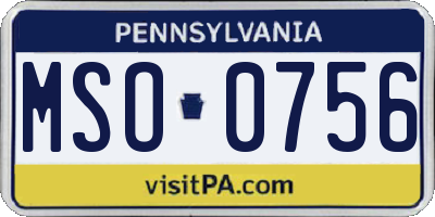 PA license plate MSO0756