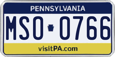 PA license plate MSO0766