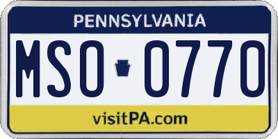 PA license plate MSO0770