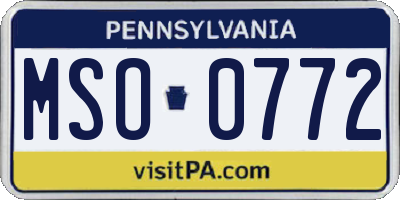PA license plate MSO0772