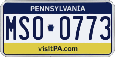PA license plate MSO0773