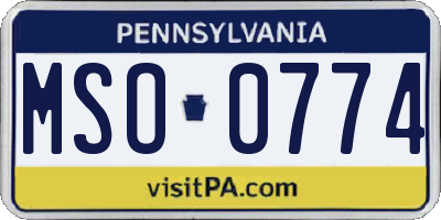 PA license plate MSO0774