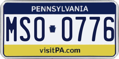 PA license plate MSO0776