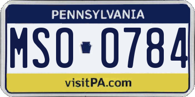 PA license plate MSO0784