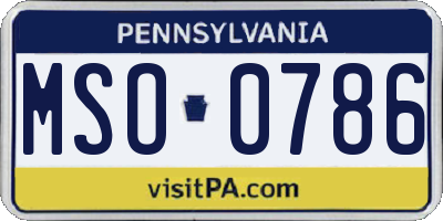 PA license plate MSO0786