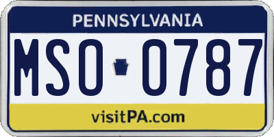 PA license plate MSO0787