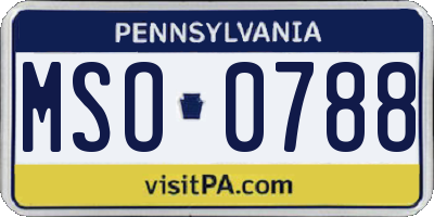 PA license plate MSO0788