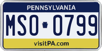 PA license plate MSO0799