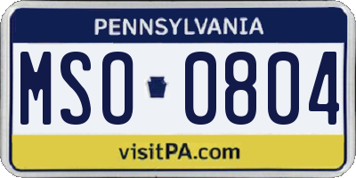 PA license plate MSO0804