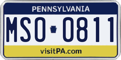 PA license plate MSO0811