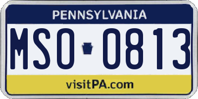 PA license plate MSO0813