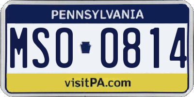 PA license plate MSO0814