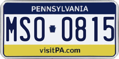 PA license plate MSO0815