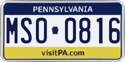 PA license plate MSO0816