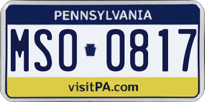 PA license plate MSO0817