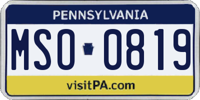 PA license plate MSO0819