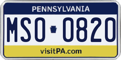 PA license plate MSO0820