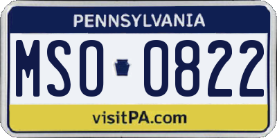 PA license plate MSO0822