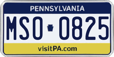PA license plate MSO0825