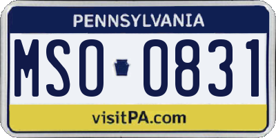 PA license plate MSO0831