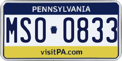 PA license plate MSO0833