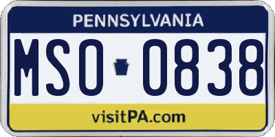 PA license plate MSO0838
