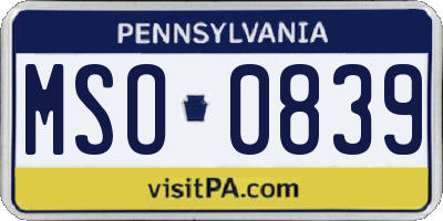 PA license plate MSO0839